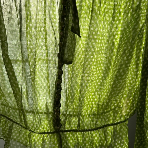 Doen Sheer Green Polka Dot Blouse Size S - Picture 7 of 9